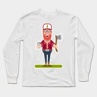 Lumber-hipster Vector Art Long Sleeve T-Shirt